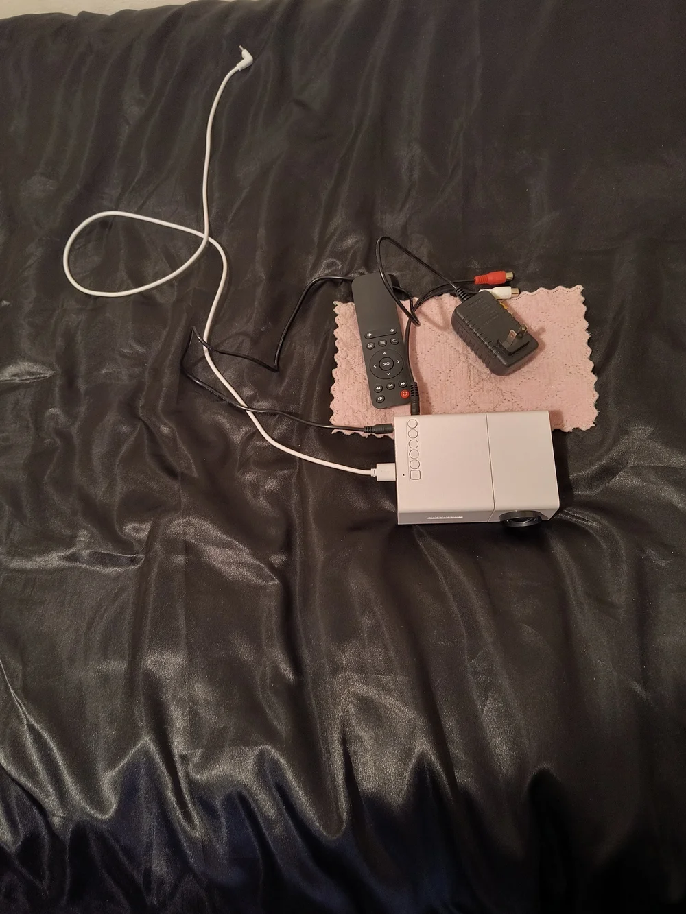 Compact White Portable Projector with Remote